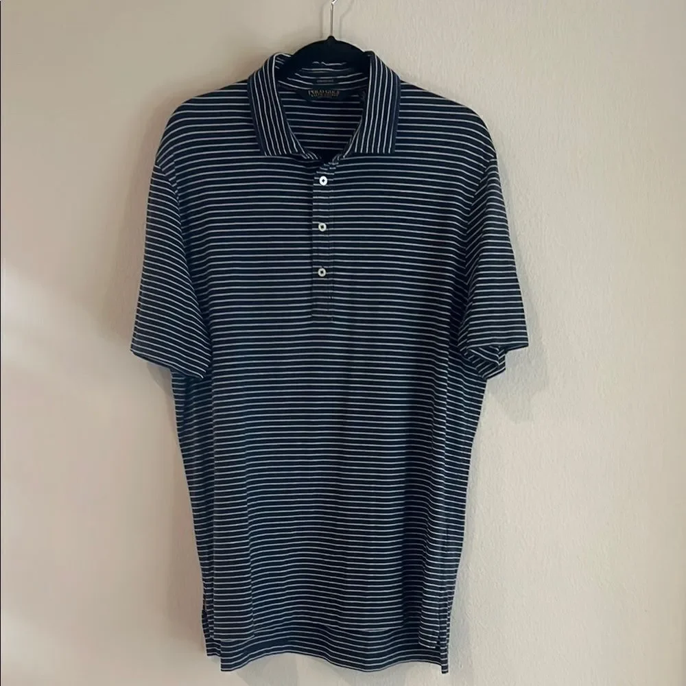 Ralph Lauren Men's Navy Striped Polo Golf Shirt